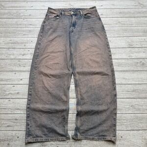H&M Jeans Women's 10 Acid Wash Loose Fit High Waist Wide Leg Baggy Streetwear